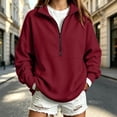 thumbnail image 4 of Ozmmyan Womens Half Zip Sweatshirt for Womens Stand Collar Long Sleeve Oversized Pullover Casual Solid Color Winter Top, 4 of 5