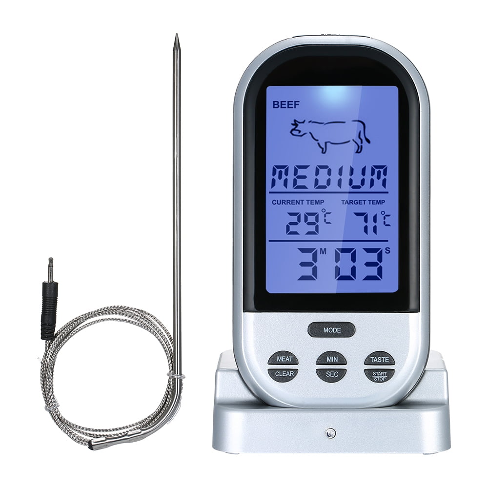 Wireless Meat Thermometer with Probe LCD Display with Backlight