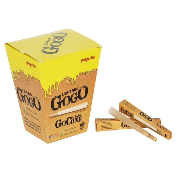 Caja con 50 Conos Pre Rolados CAPTAIN GOGO King Size Ultra Fino Café