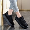 thumbnail image 5 of XIMIN Women's Trendy Thick - Sole Athletic Lace Up Sneakers Walking Light-Weight Slip Resistant Shoes Casual Footwear Work Solid Color Run Shoes, 5 of 6