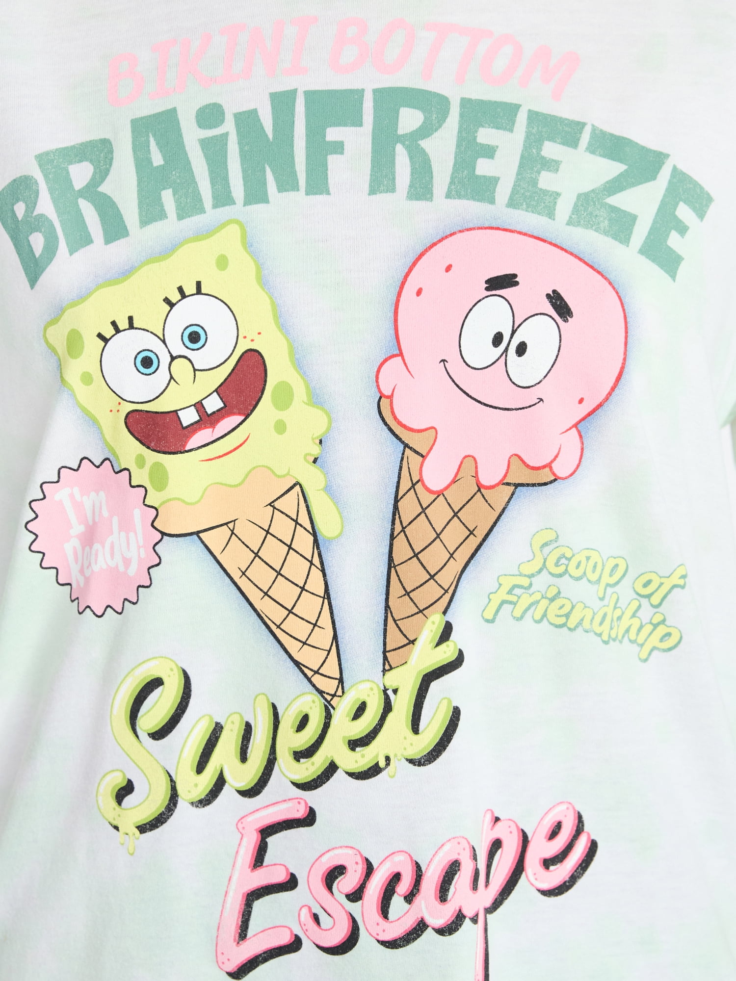 SpongeBob SquarePants Women's Ice Cream Skimmer Tee with Short Sleeves, XXS-XXL