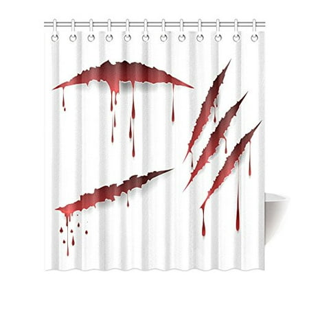 Shower Curtain Blood MKHERT Bloody Scratches Marks with Blood Drops Horror Halloween Home Decor Waterproof Polyester Fabric Shower Curtain Bathroom Sets 66x72 inch ()