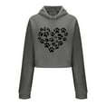 thumbnail image 3 of mihongmao Valentine Oversized Hoodies for Women Winter Solid Color Printed Long-Sleeved Round Neck Long-Sleeved Pullover Top Dark Gray M, 3 of 7