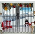 thumbnail image 1 of Alféizar de ventana de Navidad ABPHQTO Cortina nevada de cocina Panel de cortinas 130x210 cm, 1 of 1