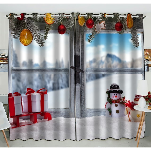 Alféizar de ventana de Navidad ABPHQTO Cortina nevada de cocina Panel de cortinas 130x210 cm