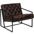 thumbnail image 2 of Merrick Lane Bomber Jacket Faux Leather Modern Lounge Chair With Tufted Seating and Black Metal Frame, 2 of 15