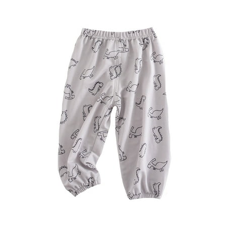 XUELUO Boys Athletic Shorts And Pants Summer Dinosaur Print Elastic Waist Wide Leg Outdoor Breathable Trousers Beachwear Gray 4-5 Years