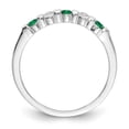 thumbnail image 2 of 14K White Gold Ring Band Wedding Diamond Round Emerald Green, Size 8, 2 of 7