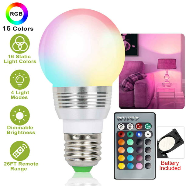 abstract Uitmaken rit iMountek Change LED Bulbs 16 Colors E27 3W RGB Dimmable Mood Lighting Lamp  IR Remote Control (1 Pack) - Walmart.com