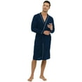 thumbnail image 3 of Defitshape Men's Cotton Long Robe Soft Long Sleeve Summer Spring Lightweight Knee Length Pocket Comfy House SPA Hotel Hot Tub V Neck Bathrobe Dark Blue Large, 3 of 5