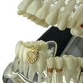 thumbnail image 4 of 14k Gold Plated Heart Shape Tooth Iced One Bottom Single Open Face Hollow Cap Grillz, 4 of 9