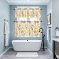 thumbnail image 4 of Fruit Leaves Kitchen Curtains Valances and Tiers Set of 3 Pink Peaches Yellow Lemons Summer Plant Tier Curtains and Valance with Rod Pocket for Small Windows, 27.5"x24", 4 of 9