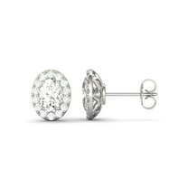 Charles & Colvard 14K White Gold Moissanite 7x5mm Oval Stud Earrings 2.22cttw DEW