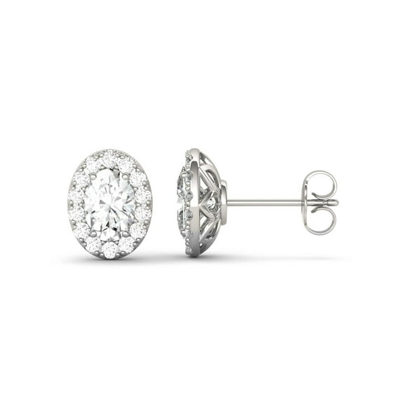 Charles & Colvard 14K White Gold Moissanite 7x5mm Oval Stud Earrings 2.22cttw DEW