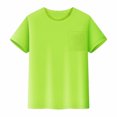 thumbnail image 3 of LIIPEE Girls Boys T-Shirts Summer Solid Color Mesh Short Sleeve Plain Round Neck Tshirts With Pocket Kids Soft Weekend Tee Shirts,Light Green,3-4 Years, 3 of 5