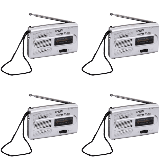 Radios AM/FM digitales Altavoz incorporado Radio de bolsillo de mano de doble banda (Plata)