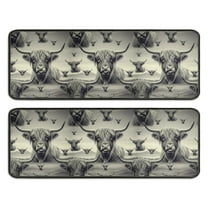 Kitchen Rugs Sets Of 2,Gray Highland Cow Layer Pattern Anti Fatigue Kitchen Mat Rugs Non Slip Washable,Decorative Kitchen Floor Mats for Kitchen,Sink,Laundry,17"x47" 17"x47"
