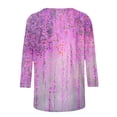 thumbnail image 5 of Women's Round Neck Blouse Y2K Tops Dressy Casual Gradient Floral Print Shirts Fashion 3/4 Sleeve Tunic Tops Loose Fit Flowy Vintage Spring Elegant Shirts Summer Clothes Purple T Shirts XXXL, 5 of 5