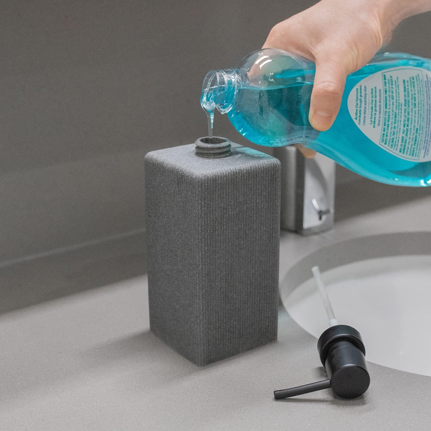Kitchen Soap Dispenser Set of 3-3 Pack of Stone Kitchen Soap Dispenser with No-Leak Pump