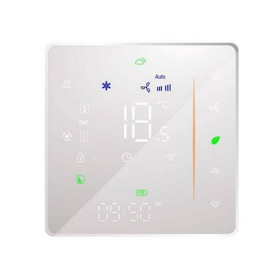 Two Pipe Wifi Voice Intelligent Room Thermostat Digital Programmable Temperature Controller for Air Conditioner (BAC-006- AW, White)
