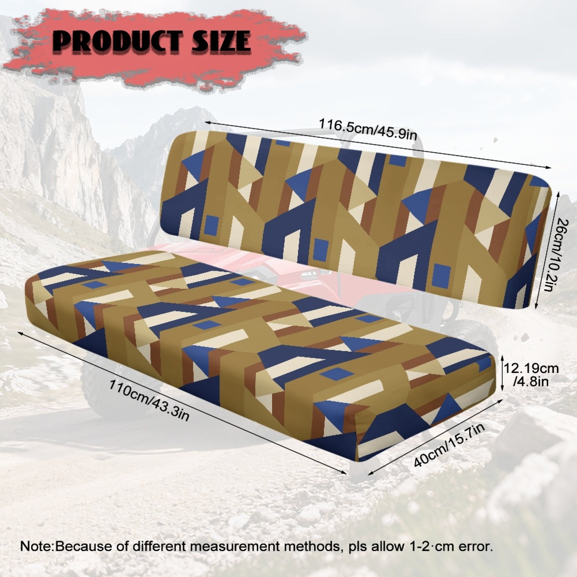 ZIATUBLES 2-Pack UTV Front Seat Covers with Abstract Geometry Print, Compatible with Kawasaki Mule 3000 3010, Washable Polyester Protective Cover, Fade & Wear Resistant