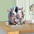 thumbnail image 5 of Beautynvta Easter Tabletop Decorations, 2D Flat Acrylic Bunny Ornament, Spring Rabbit in Egg, Easter Eggs Decor, Easter Table Centerpieces Decorations, 5 of 8