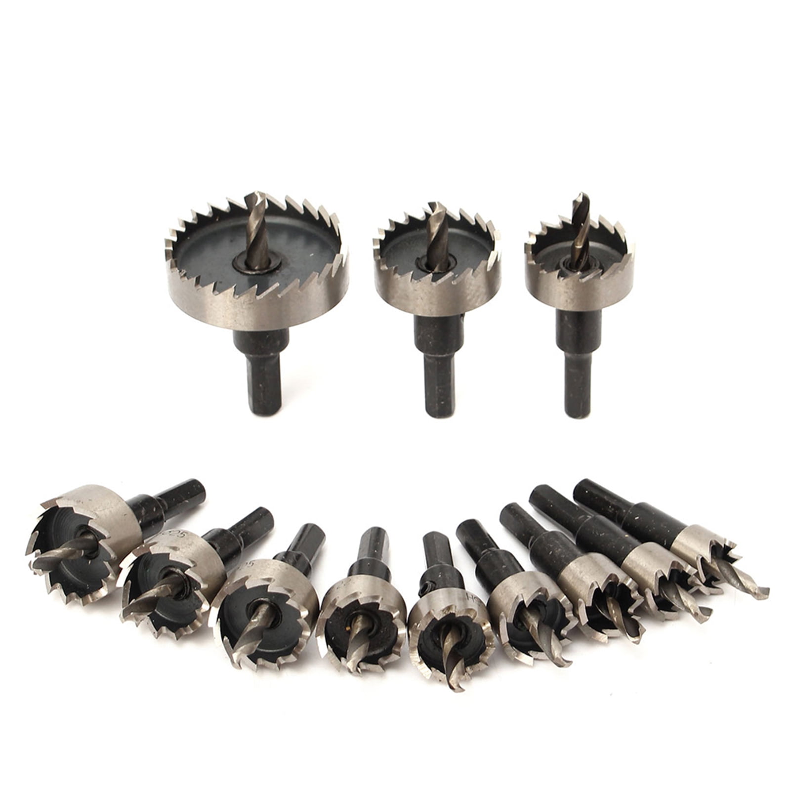 Hole 12PCS HSS Drill Bit Hole Saw Tooth Set Stainless Steel Metal Alloy Cutter 15-50mm