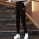 thumbnail image 1 of Pantalones de pana sin forro polar para mujer, pantalones de cintura alta de primavera, pantalones harén casuales adelgazantes versátiles con cordones en los tobillos, 1 of 2