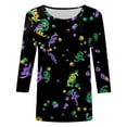 thumbnail image 4 of PMUYBHF Hauts pour Femmes Col Rond Manches Trois-Quarts Blouse Confortable à Imprimé Floral T-Shirts 835 m, 4 of 4