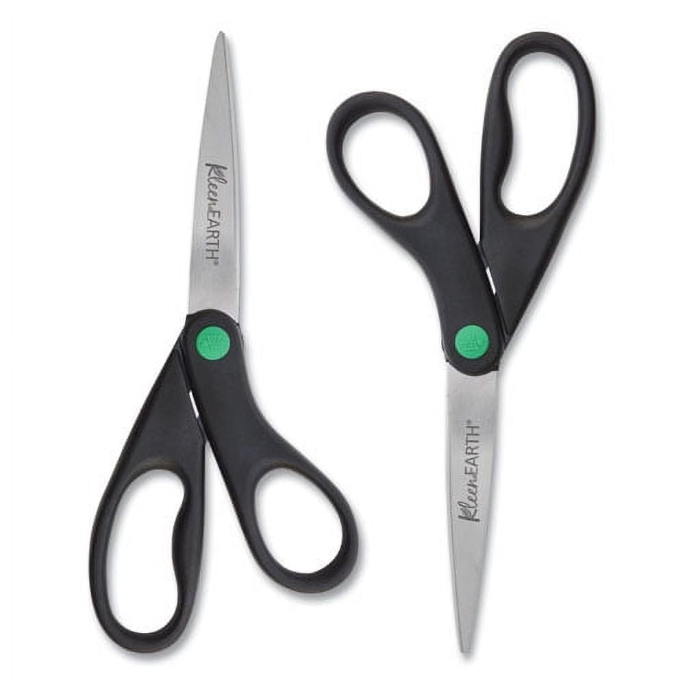 Kleenearth Scissors, 8" Long, 3.25" Cut Length, Black Straight Handles, 2/pack | Bundle of 10 Packs