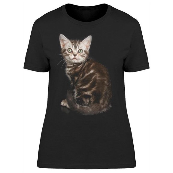 Cute Kitten, Looking Up T-Shirt Women -Image by Shutterstock, Female Medium