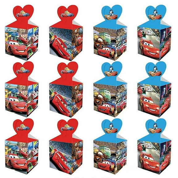 12 Pcs Anime Car Party Candy Boxes for Car Theme Birthday Party Supplies Decor,Girls Kids Birthday Game Party Kraft Paper Gift Bag Decoration