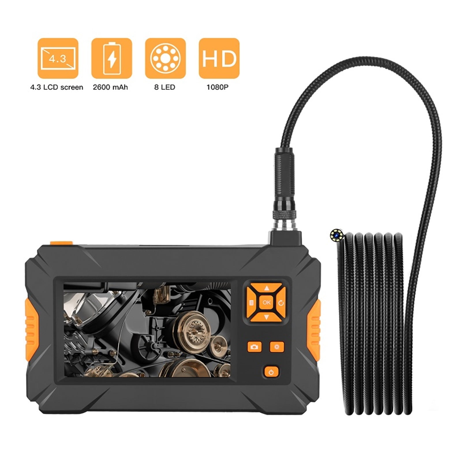 P30 Industrial Endoscope Camera 8mm/5.5mm/3.9mm Semi-rigid Snake Tube Cable Dual Lens only Camera Cable Without Screen Monitor ,Various Applicable