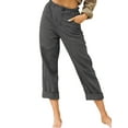 thumbnail image 1 of SAYOO Pantalones rectos de color sólido para mujeres, pantalones de cintura alta con bolsillos SAYOO moda, 1 of 5