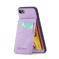 ELEHOLD for iPhone SE 2022 2020 / iPhone 7/ iPhone 8 Leather Wallet Case with Card Slots Magnetic Button Kickstand Function Full Body Protective Shockproof Cover,Purple