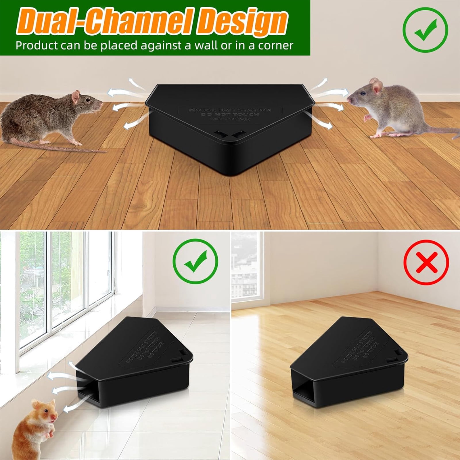 HYEASTR 18 Pack Mouse Station - Key Required Mice Bait Stations with Keys & Fully Safety Design, Suitable for Small Mice Indoor Outdoor Use
