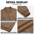 thumbnail image 6 of Mens Bomber Jacket Suede Faux Leather Zip Up Jackets With Pockets Long Sleeve Outerwear Ribbed Stand Collar Varsity Jackets Fall Winter Clothes Travel Business Casual Clothes, 6 of 7