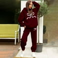 thumbnail image 2 of 2025 Ensemble Classique de Pull à Nœud pour Femmes, Sweat à Capuche Imprimé, Ensemble Chaud pour Juniors, Ensemble Formel Deux Pièces, 2 of 4