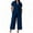 Navy, variant on Fashion Women 2 Piece Outfits Summer Casual Short Sleeve Tops with Pants Sets Solid Loungewear Matching Tracksuit Plus Size