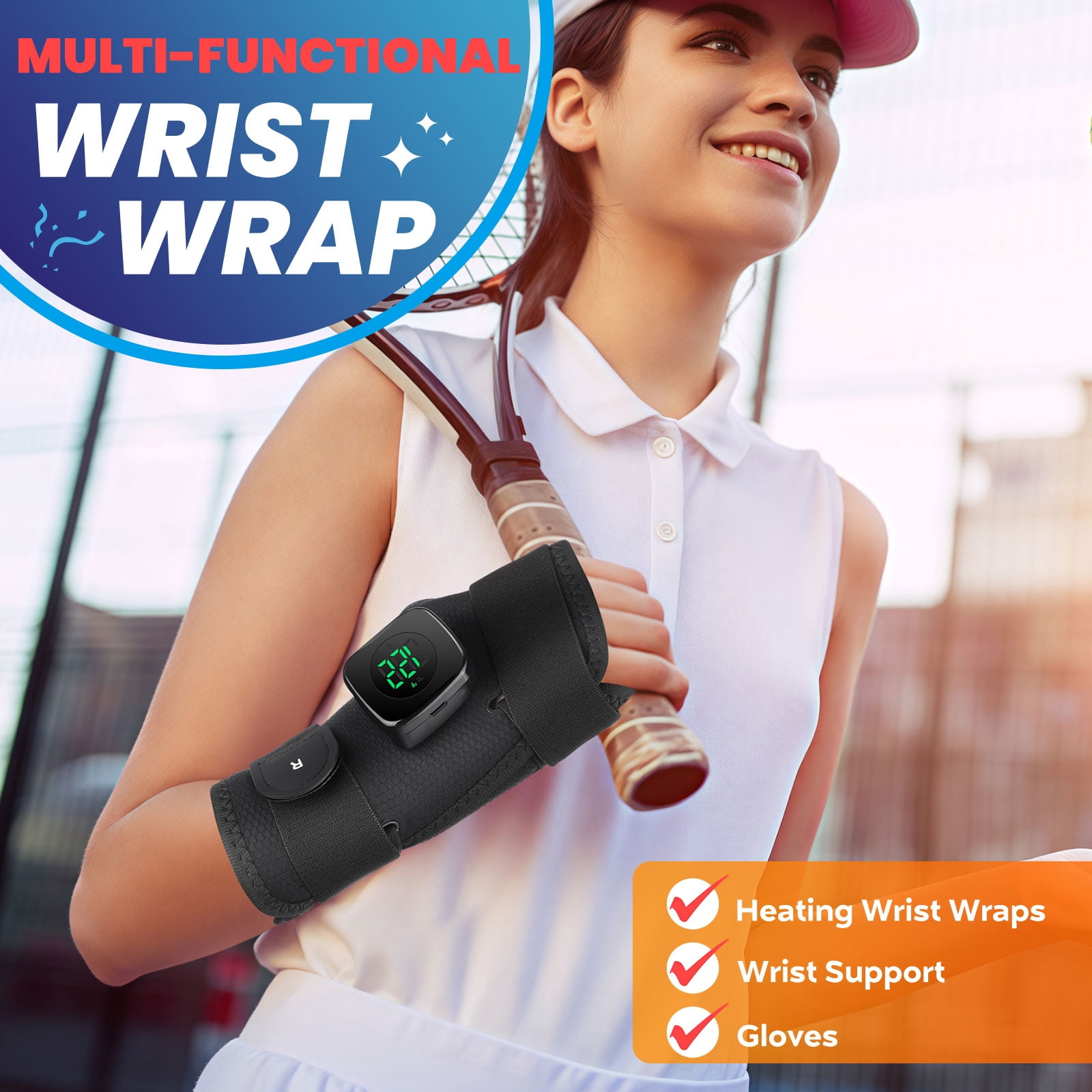 Wrist Heating Pad Wrap, Heated Wrist Brace, Cordless Heating Wrist Wrap , Hand Heating Pad,3 Heat Levels, Carpal Tunnel Relax, Gifts for Family, Travel,Right Hand,Black