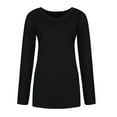 thumbnail image 2 of MAWCLOS Ladies Tee Crew Neck T Shirt Long Sleeve T-shirt Women Loose Tunic Blouse Work Tops Black S, 2 of 5