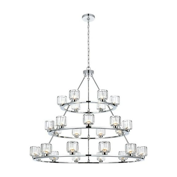Elegant Lighting Cadence 48 Inch Three-Tier Chandelier In Chrome