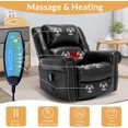 thumbnail image 6 of Manual Massage Recliner with Heating Function, 360° Swivel Glider Rocking Recliner Chair for Living Room, Ergonomic Single Sofa Chair with Remote Control/USB Ports/Side Pockets(Black), 6 of 7