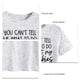 thumbnail image 4 of Camisa informal holgada de manga corta con estampado de letras para mujer, talla XL, camiseta gris grafito con fuente negra, 4 of 5