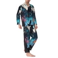 thumbnail image 2 of Salouo Artistic Moon Valley Wolf Print Button-Front Long Sleeve Pajama Set for Men, Soft 2Pjs Men's Long Sleeve Sleepwear-XX-Large, 2 of 7