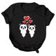 thumbnail image 1 of Gibobby Blusa Casual de Mujer Mujeres Casual Top Camisas Lindo Corazón Animal Impresión Camisa Manga Corta Cuello Redondo Tee Tops Blusa Túnica S(Negro,CH), 1 of 5