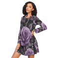 thumbnail image 3 of FORMRS Womens Long Sleeve Nightgowns Crew Neck Sleep Shirt Soft Pajamas Sizes S-3XL, Black Roses, 3 of 8