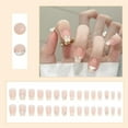 thumbnail image 4 of YFGEFTR Ongles Pressés, 24 Pcs Moyens et Courts, Ongles Pressés en Forme de Cercueil Rose Longs Faux Ongles, avec Strass Design Réutilisable Kit de Manucure pour Femmes, 4 of 7