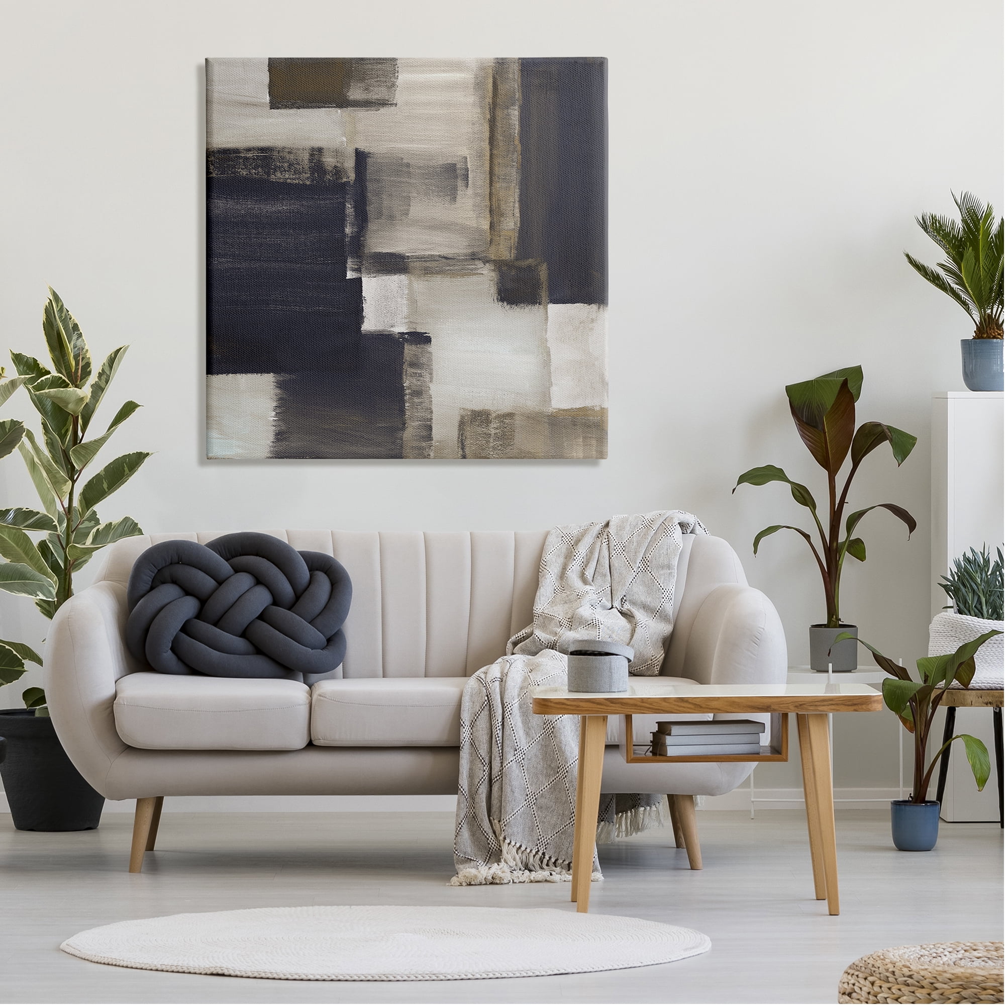 Stupell Industries Abstract Black & Brown Abstract Painting Gallery Wrapped Canvas Art Print Wall Art, 36 x 36