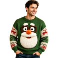 thumbnail image 2 of CONZONE Mens Christmas Sweaters Funny Santa Claus Embroidery Long Sleeve Knit Sweatshirt Crewneck Warm Fall Winter Pullover Knitwear, 2 of 5